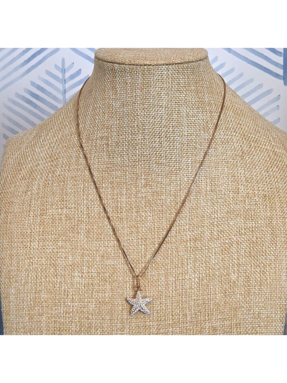 Swarovski Starfish Necklace Pendant 16” Gold Vermeil Chain